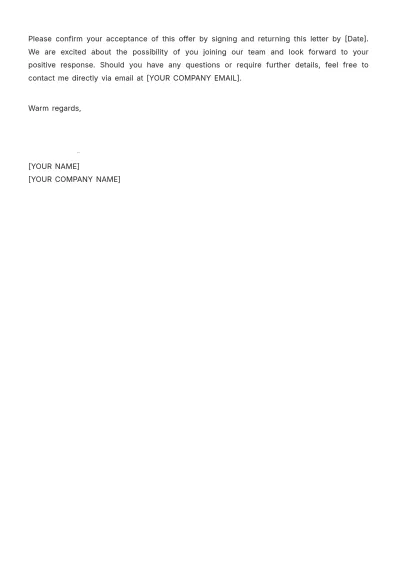 Free Restaurant Part Time Employment Offer Letter Template to Edit Online