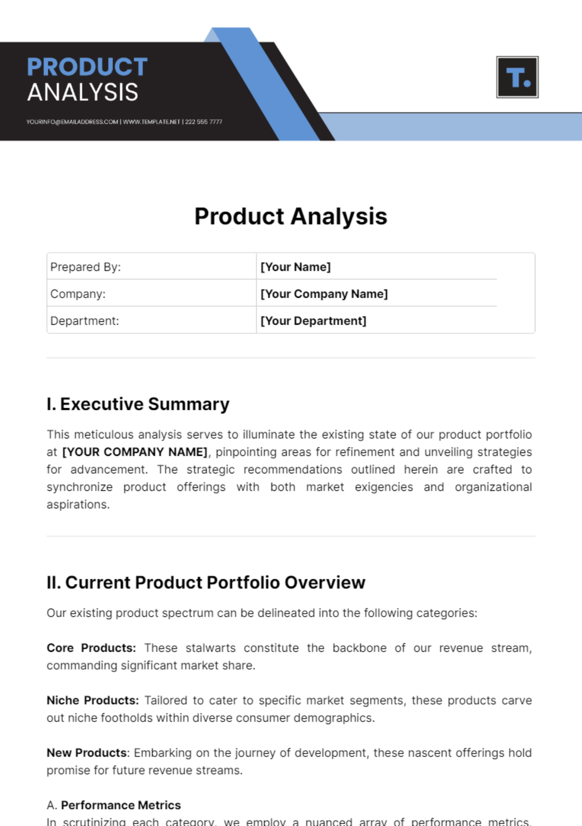 Product Analysis Template