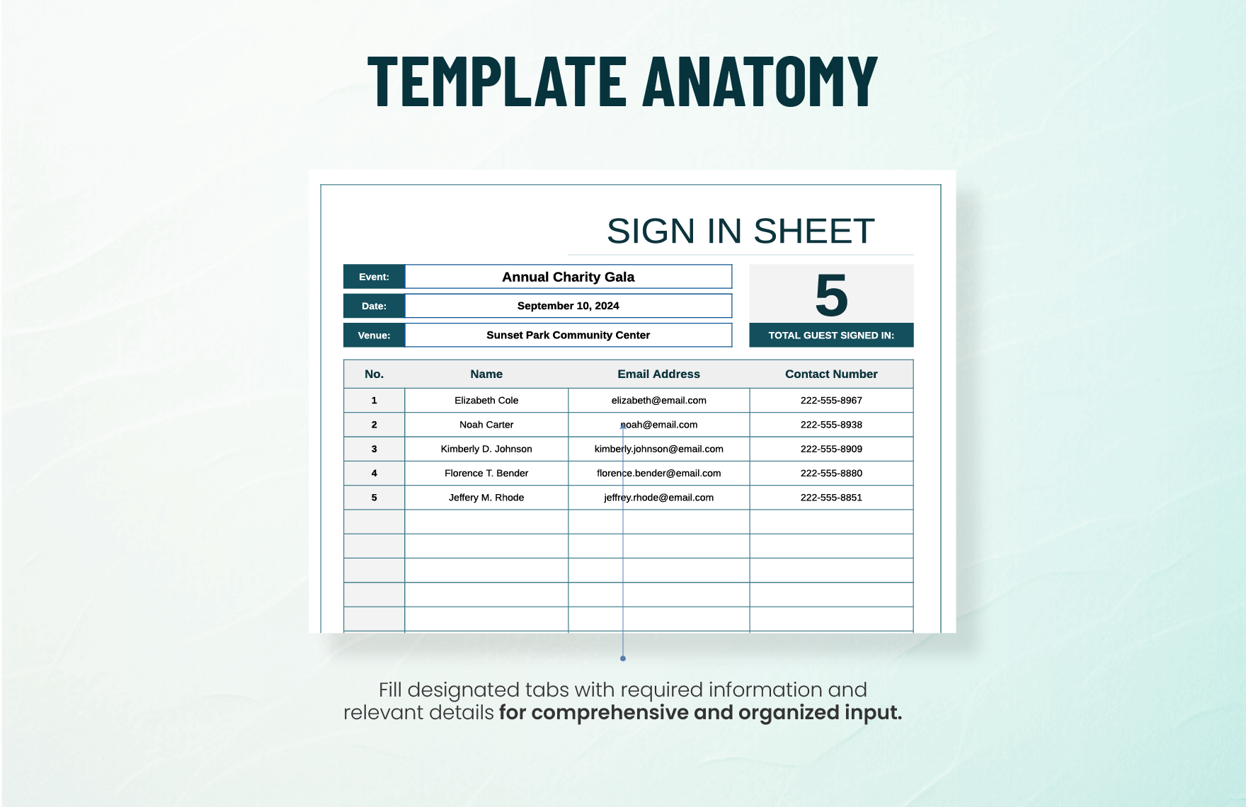Guest Sign Out Sheet Template