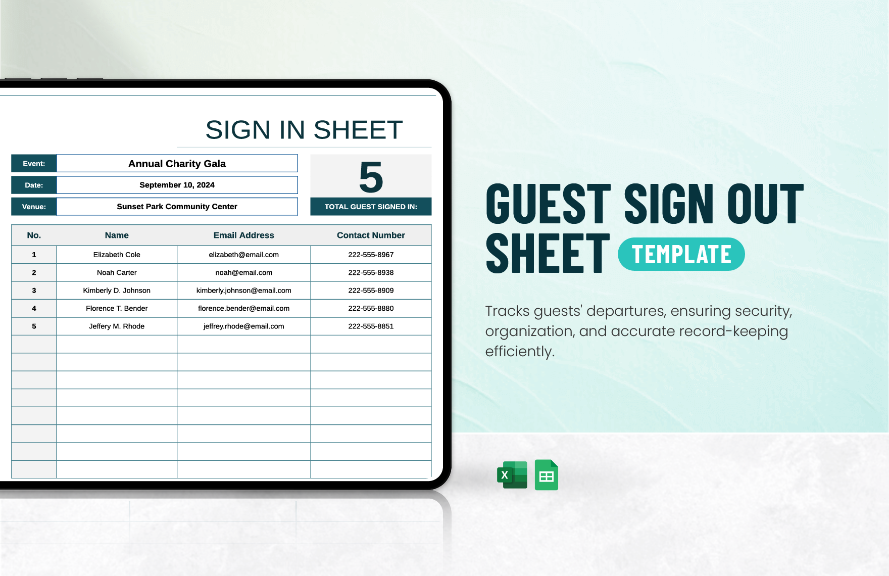Free Guest Sign Out Sheet Template