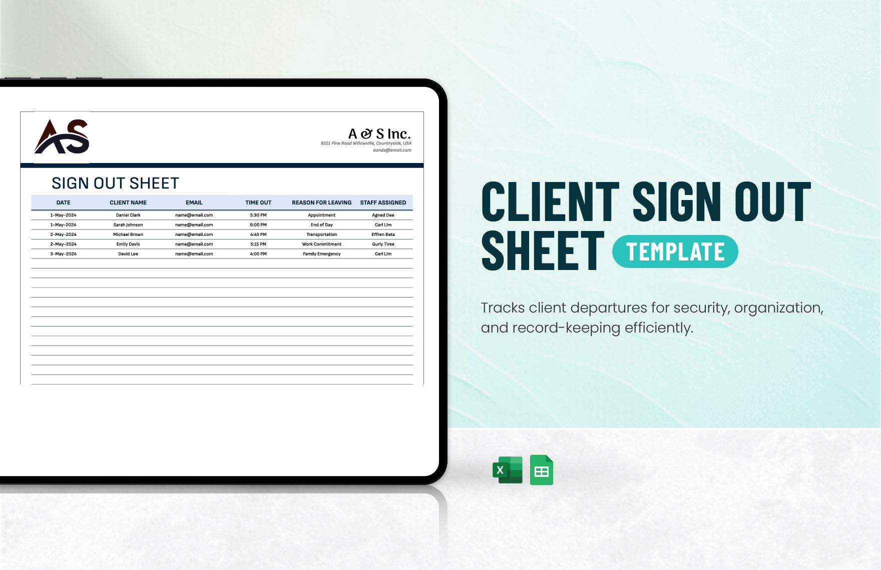 Client Sign Out Sheet Template in Excel, Google Sheets