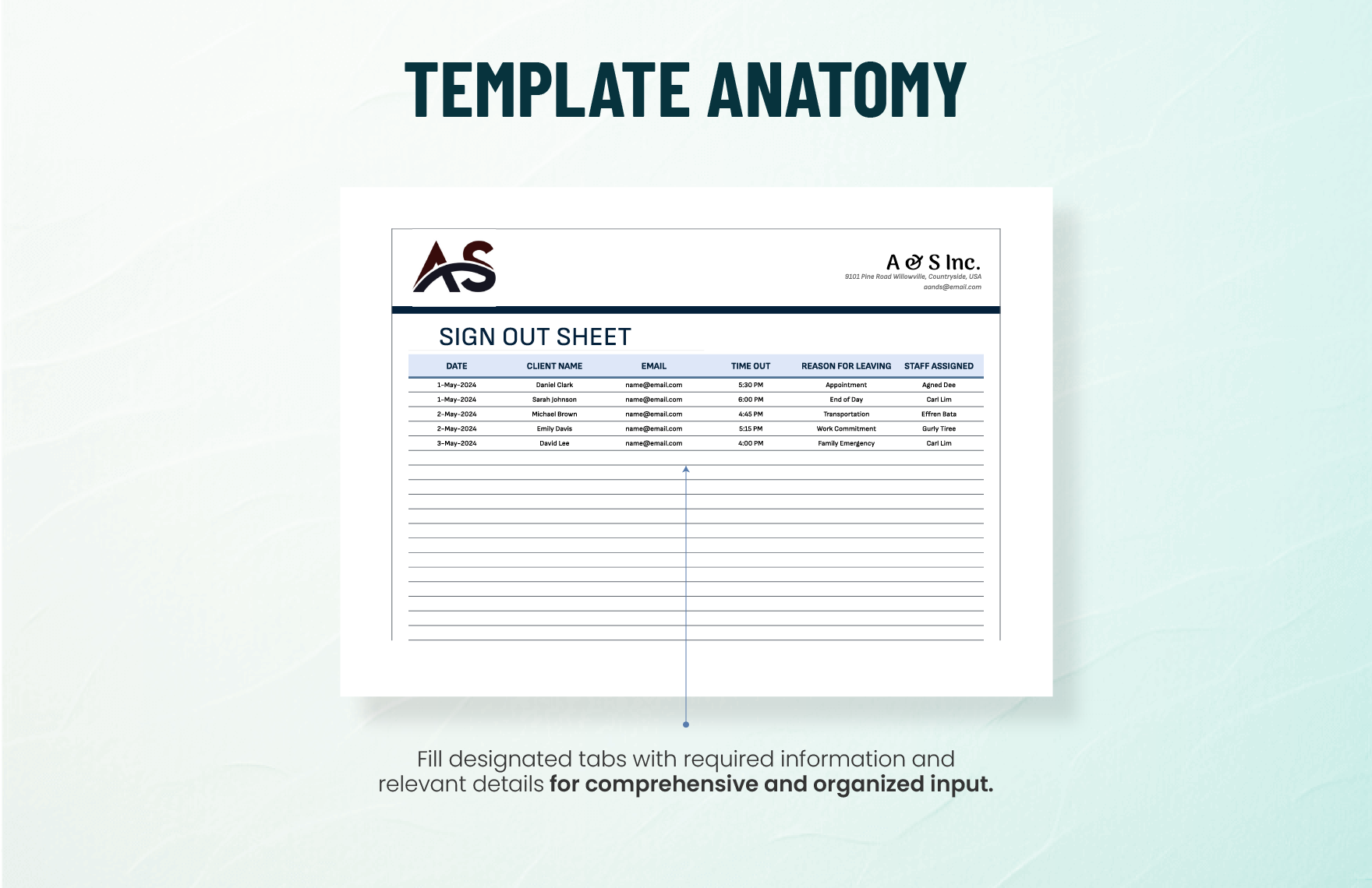 Client Sign Out Sheet Template