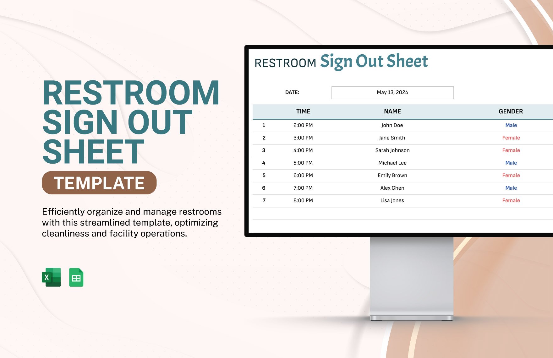 Free Restroom Sign Out Sheet Template in Excel, Google Sheets