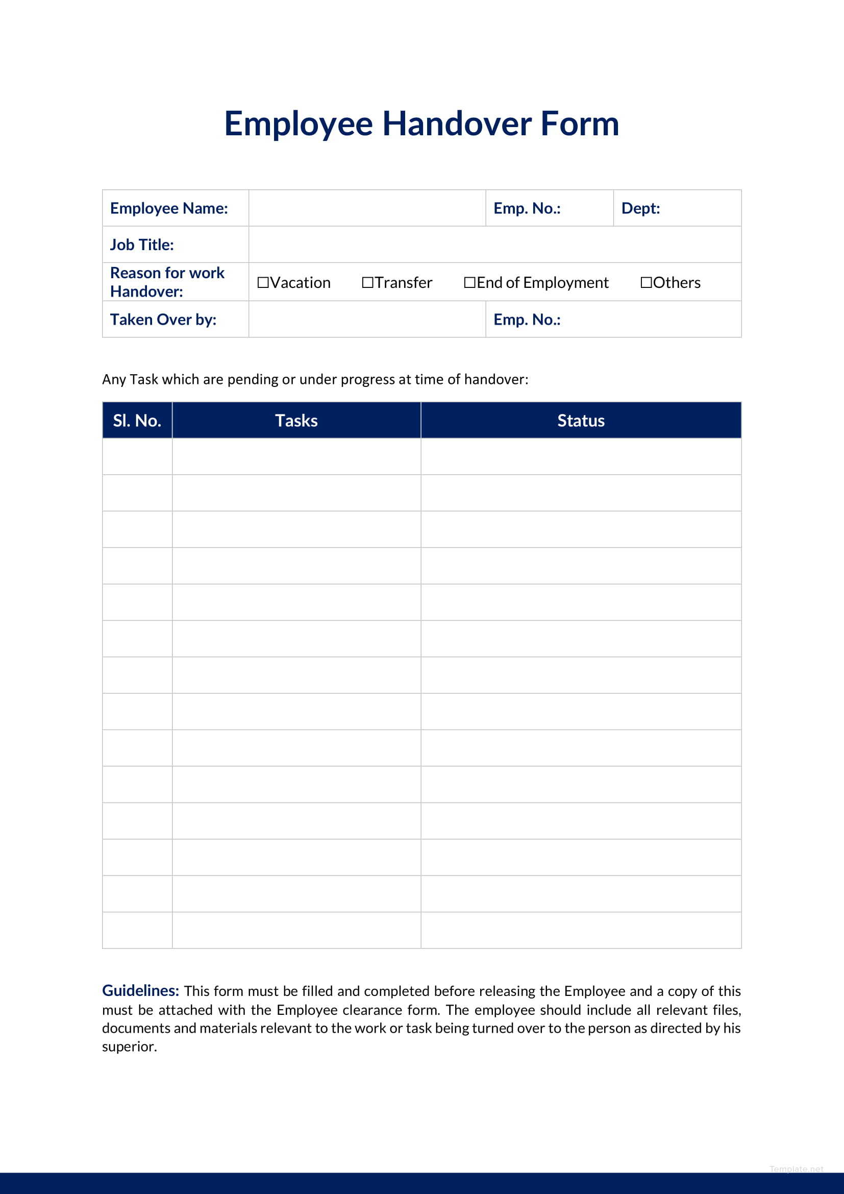 Free Handover Report Template Word Printable Templates