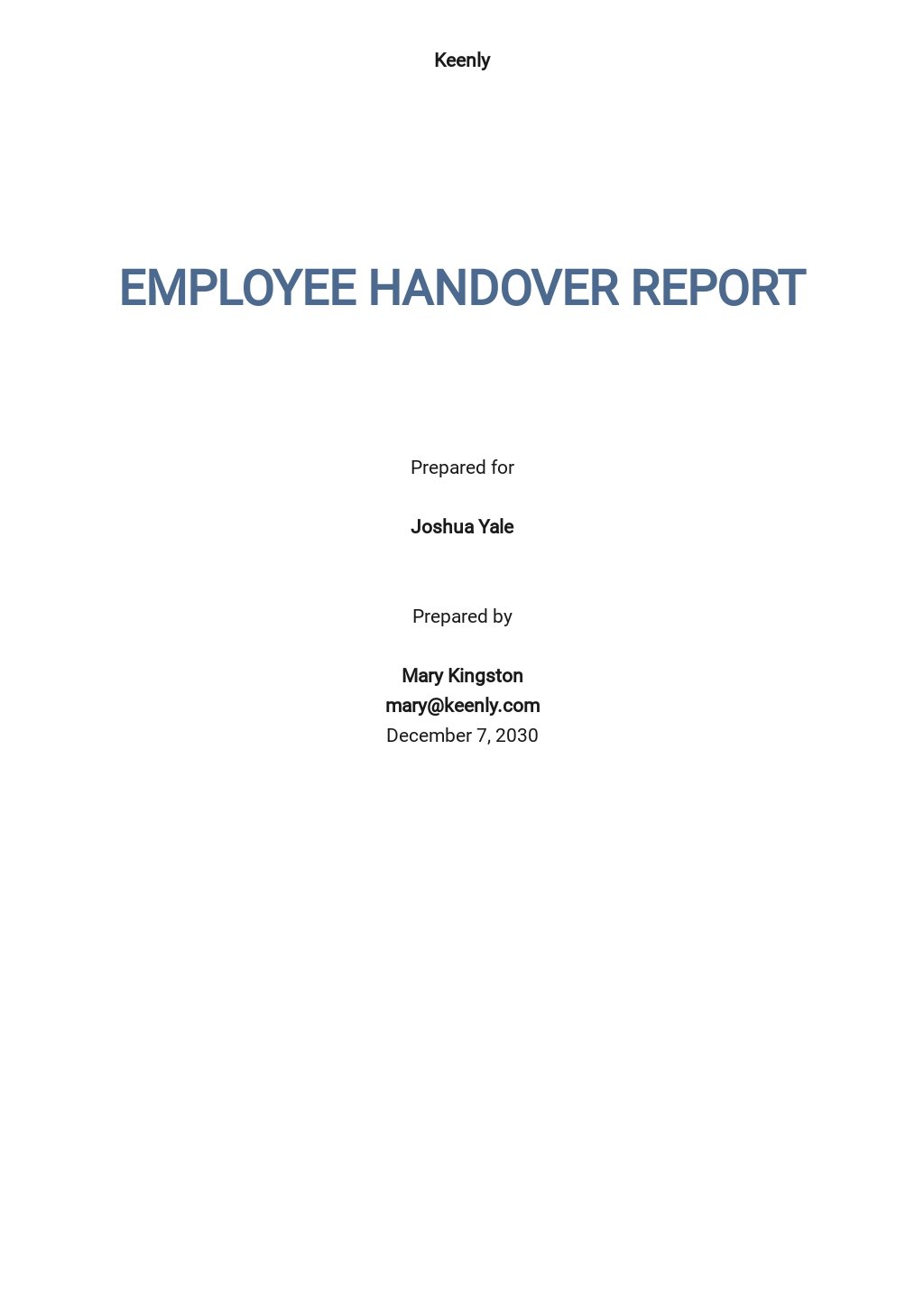 Employee Handover Report Template [Free PDF] Google Docs, Word