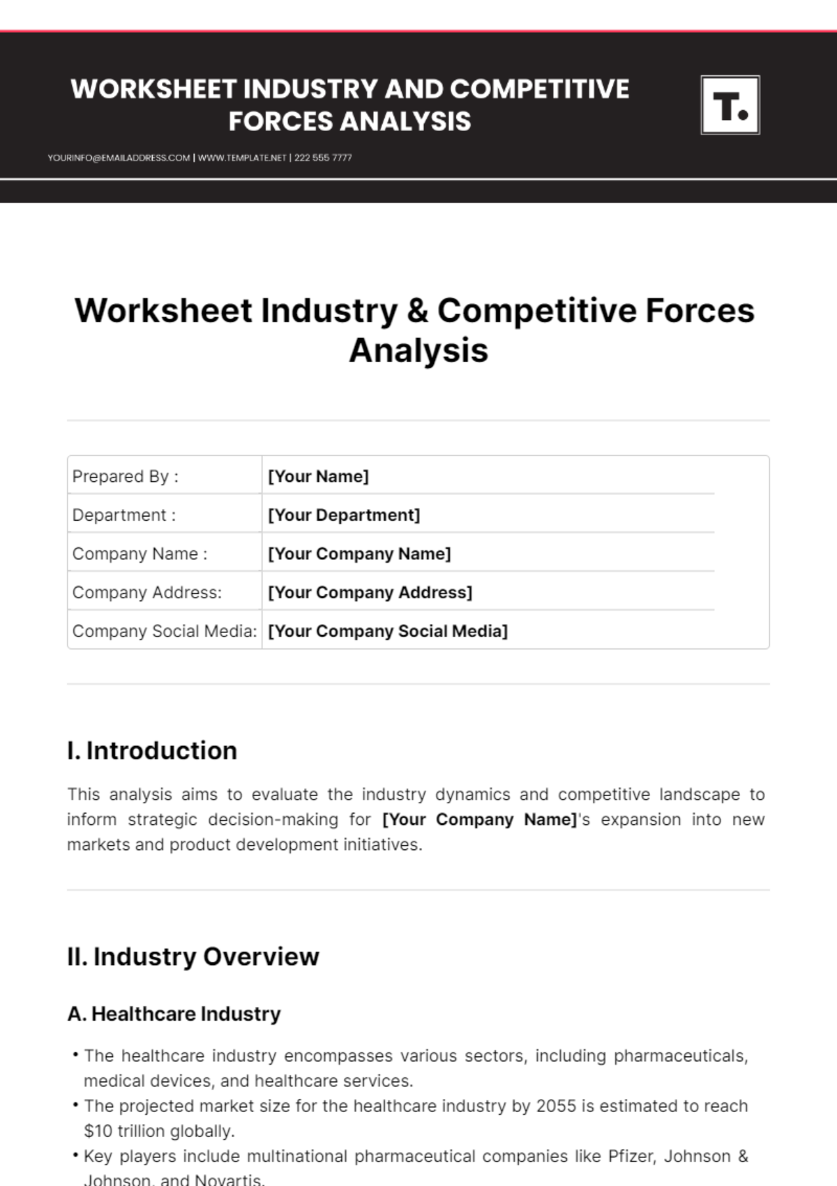 Worksheet Industry & Competitive Forces Analysis Template - Edit Online & Download