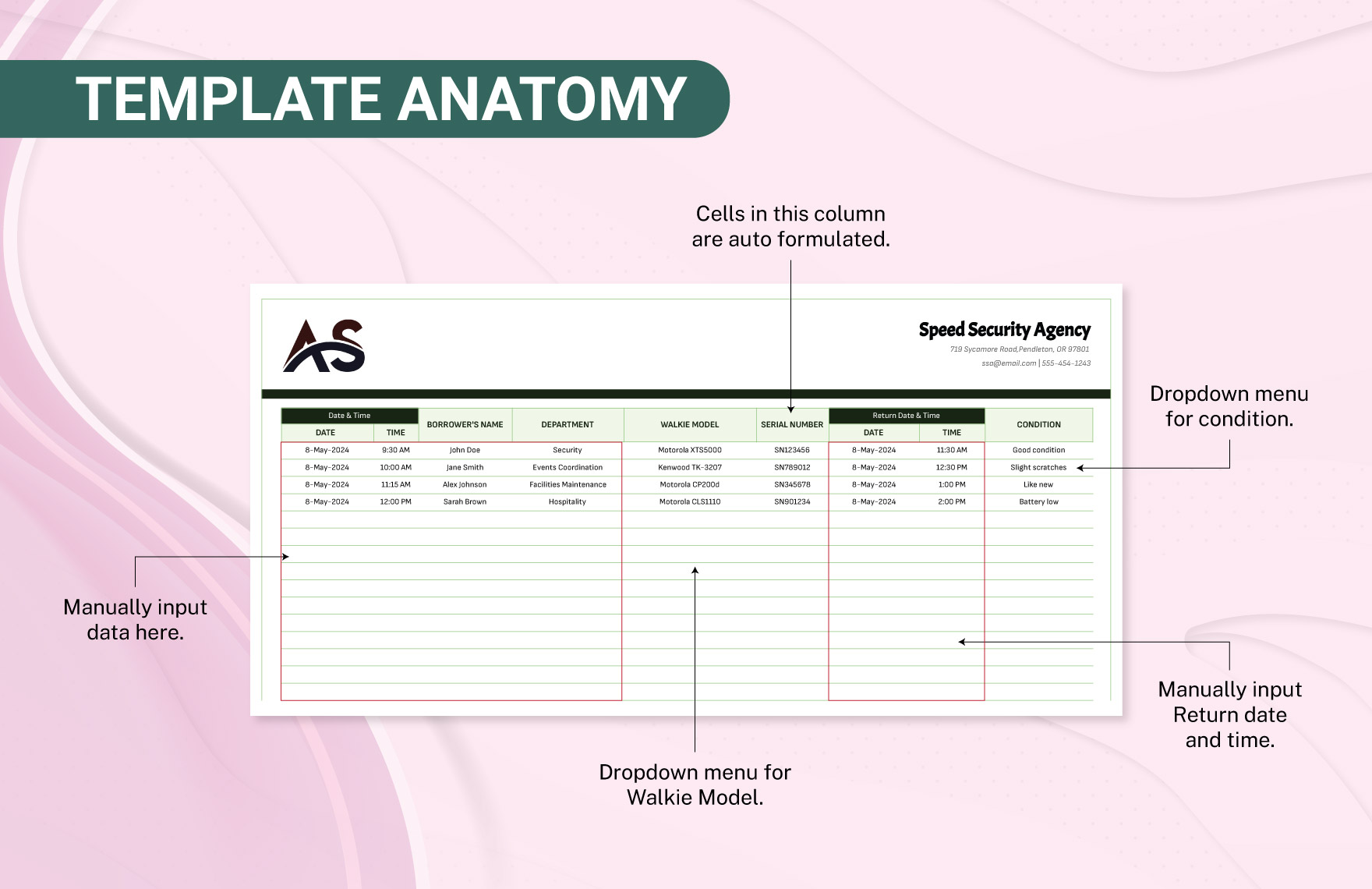 Walkie Sign Out Sheet Template