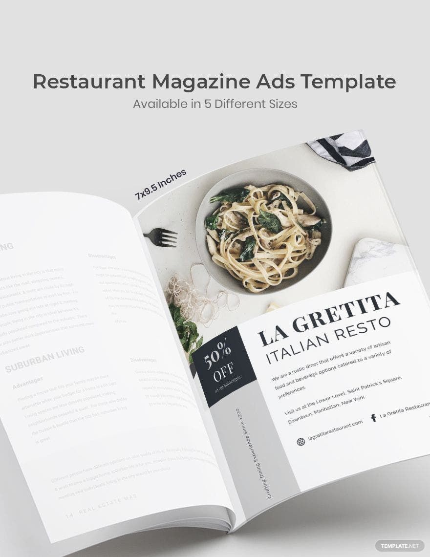 Free Restaurant Magazine Ads Template