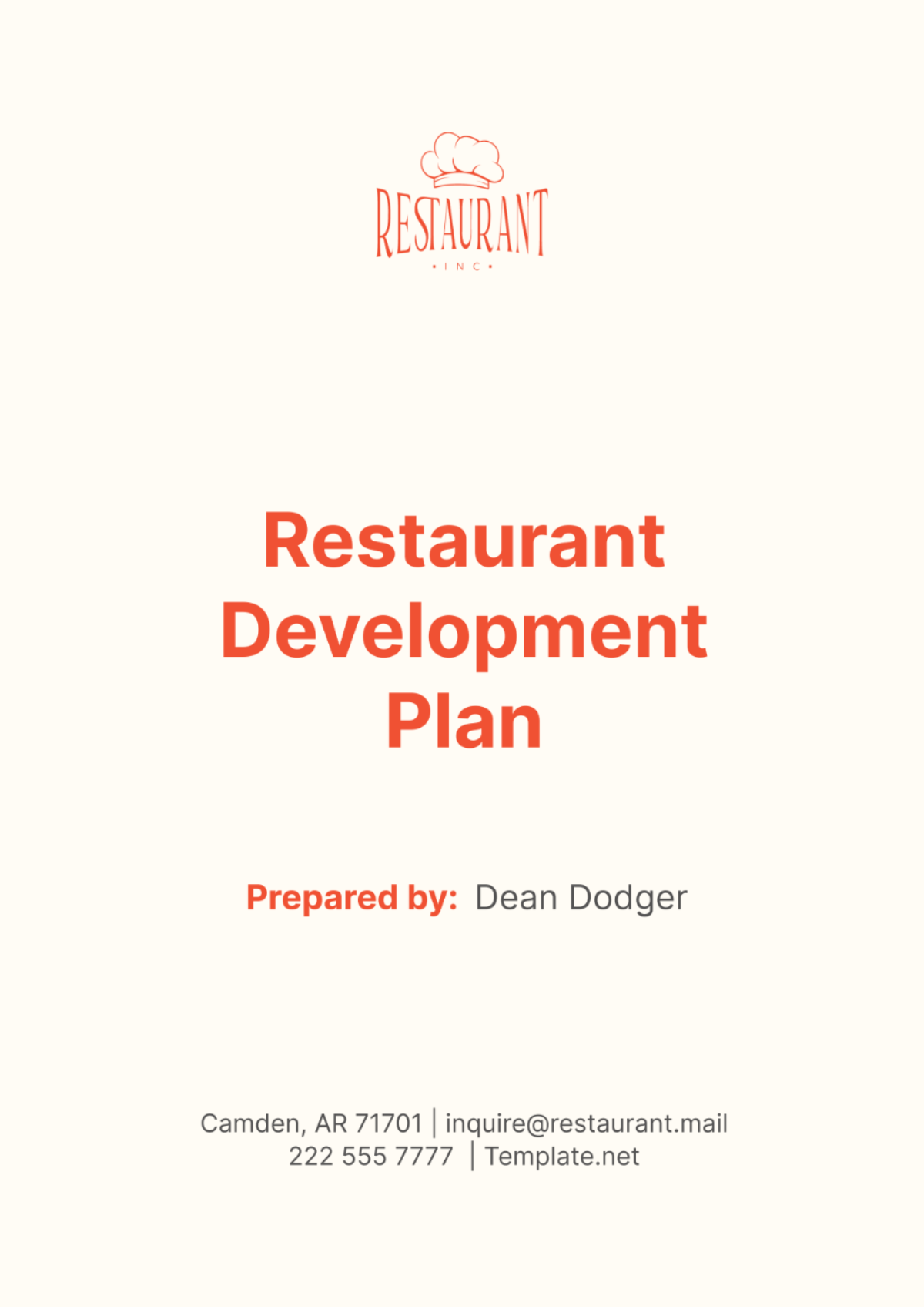 Restaurant Development Plan Template - Edit Online & Download