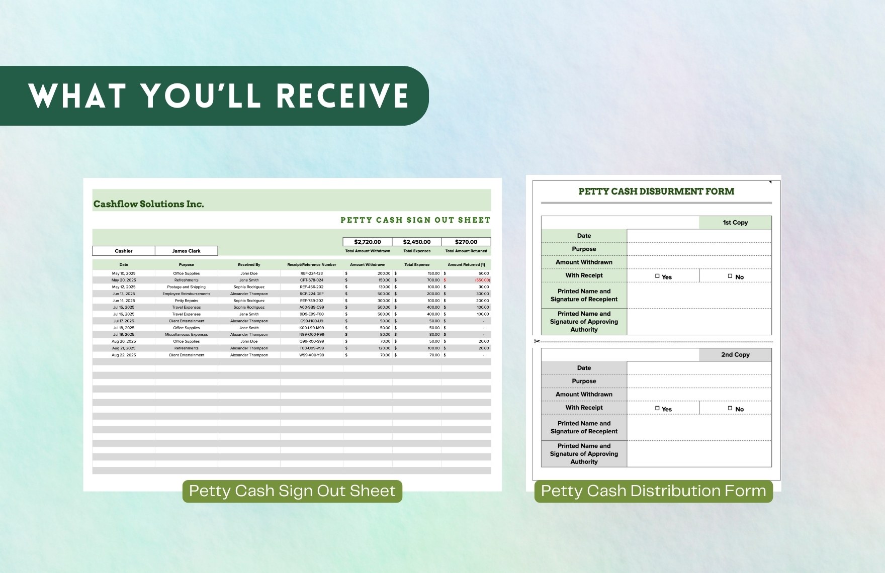 Petty Cash Sign Out Sheet Template