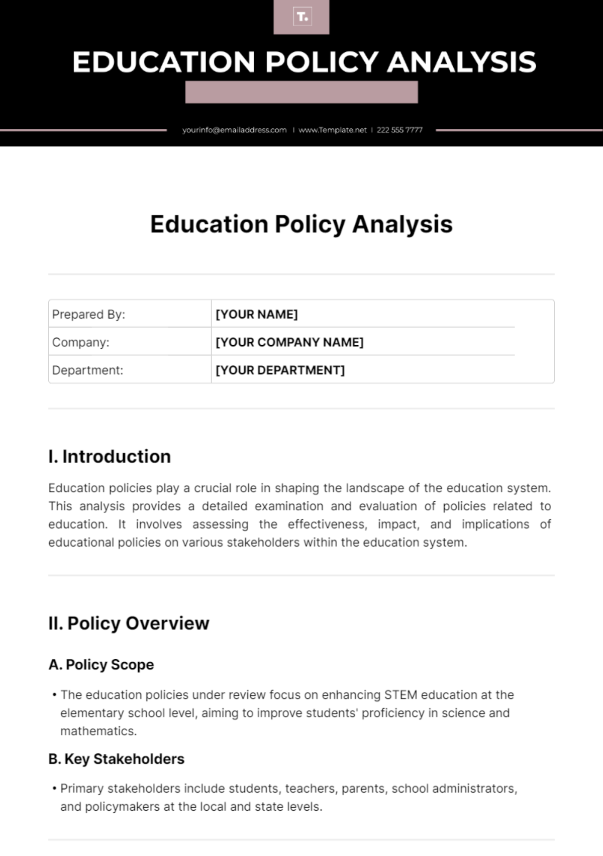 Education Policy Analysis Template - Edit Online & Download