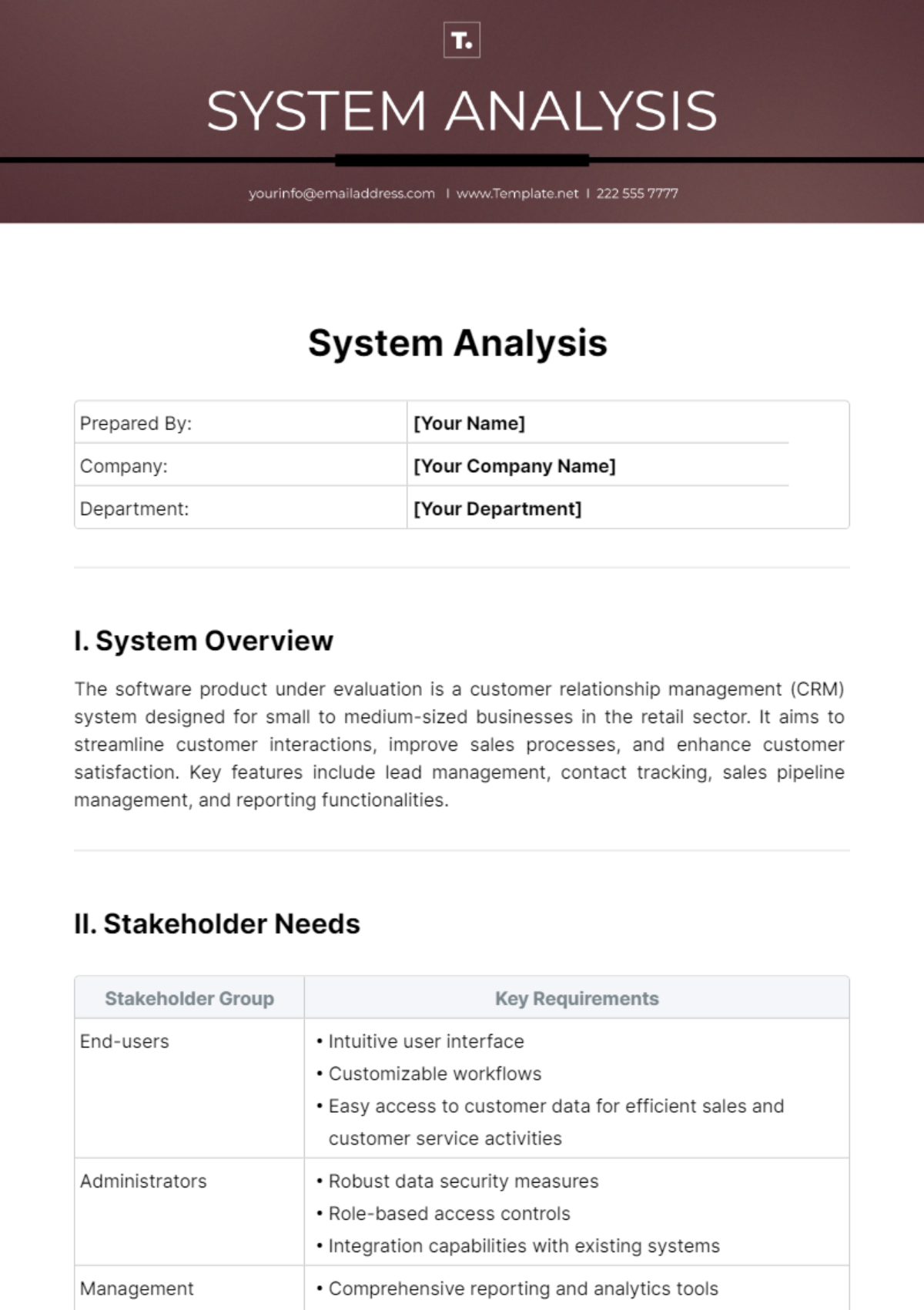 System Analysis Template - Edit Online & Download