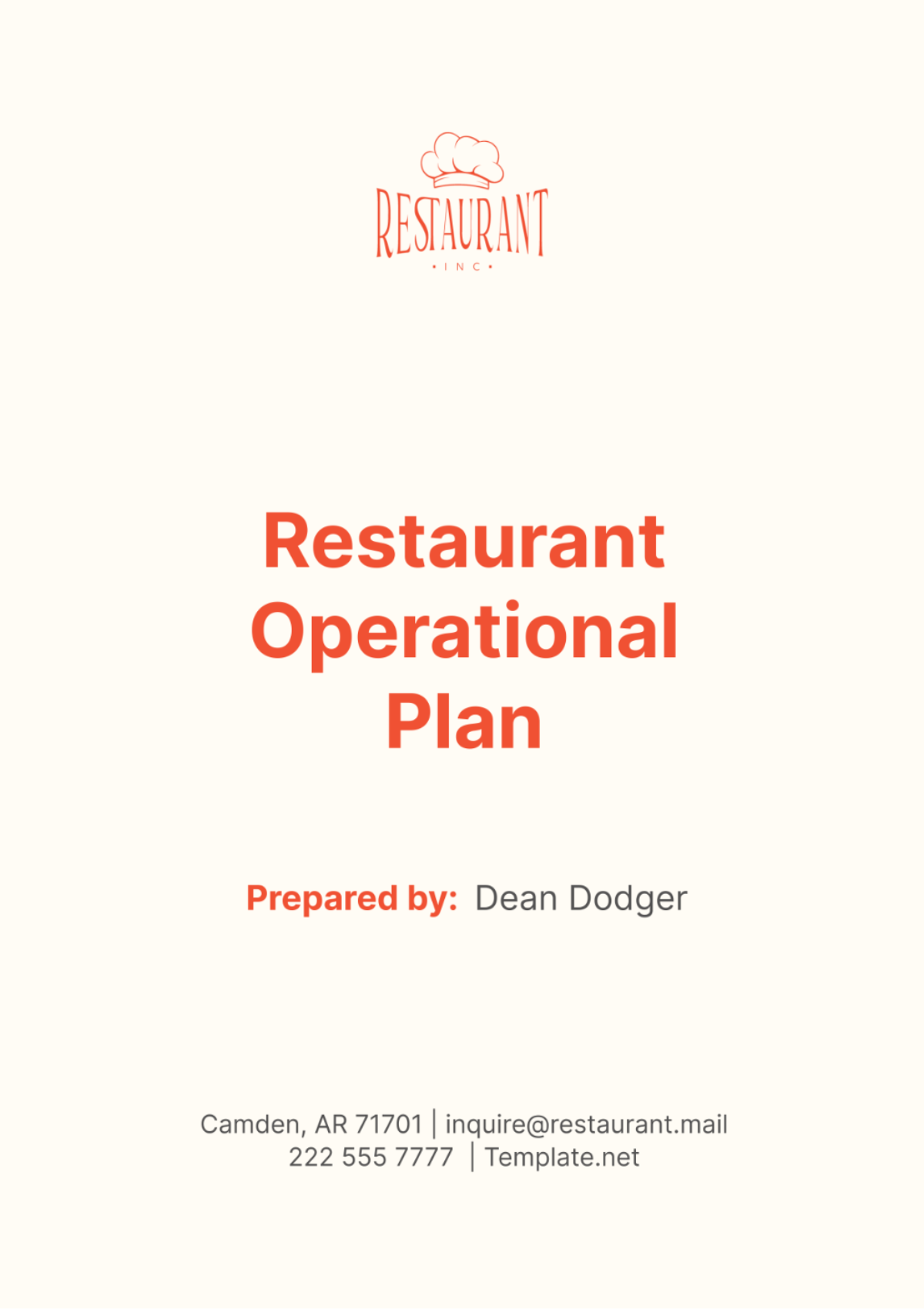 Restaurant Operational Plan Template - Edit Online & Download