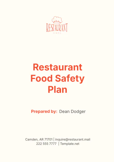 Free Restaurant Food Safety Plan Template to Edit Online