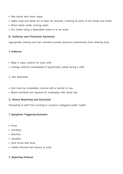 Free Restaurant Food Safety Plan Template to Edit Online