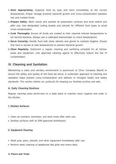 Free Restaurant Food Safety Plan Template to Edit Online