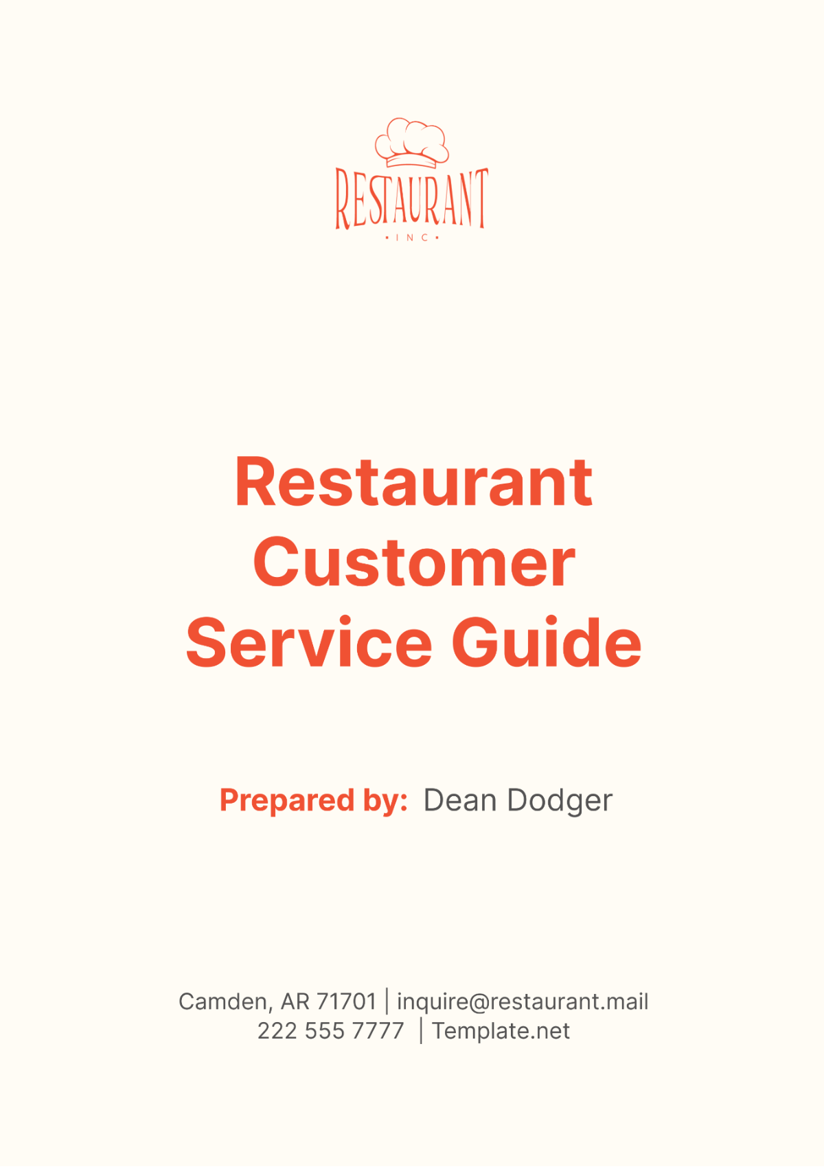 Free Restaurant Customer Service Guide Template