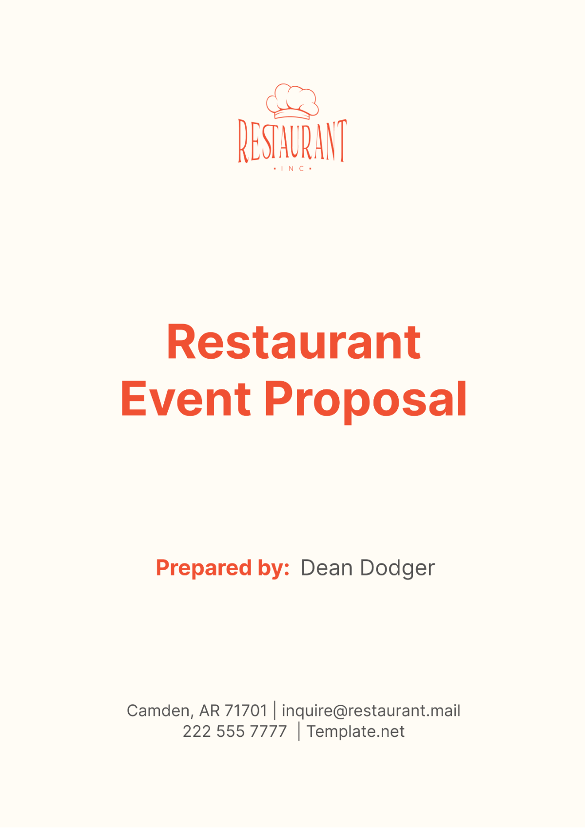 Restaurant Event Proposal Template - Edit Online & Download