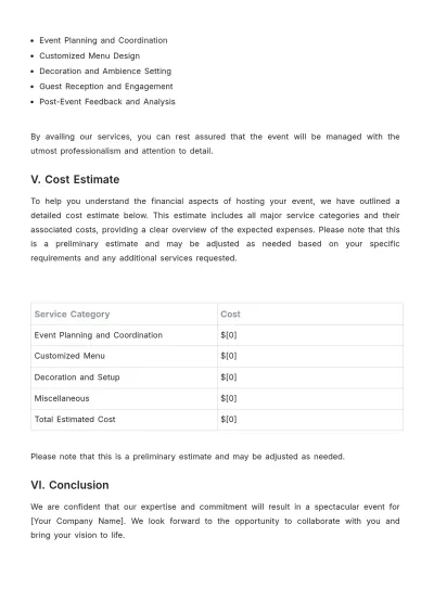 Free Restaurant Event Proposal Template to Edit Online