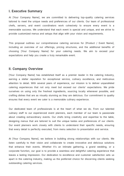 Free Restaurant Catering Proposal Template to Edit Online
