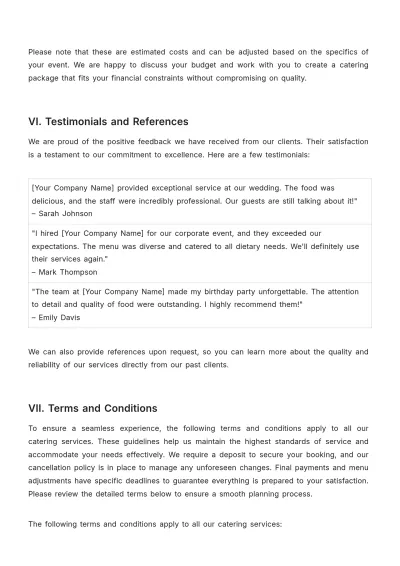 Free Restaurant Catering Proposal Template to Edit Online