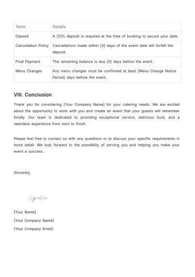Free Restaurant Catering Proposal Template to Edit Online