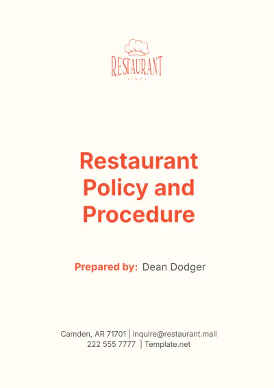 Free Restaurant Policy and Procedure Template to Edit Online