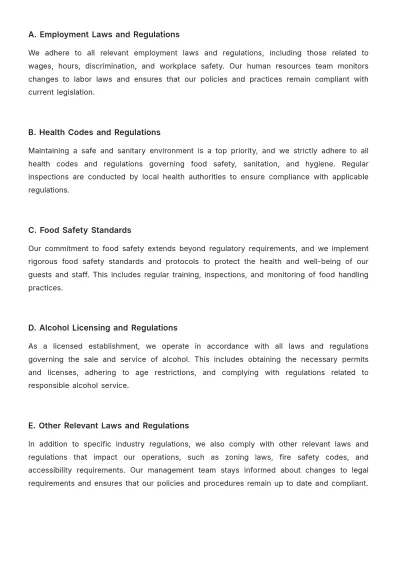 Free Restaurant Policy and Procedure Template to Edit Online