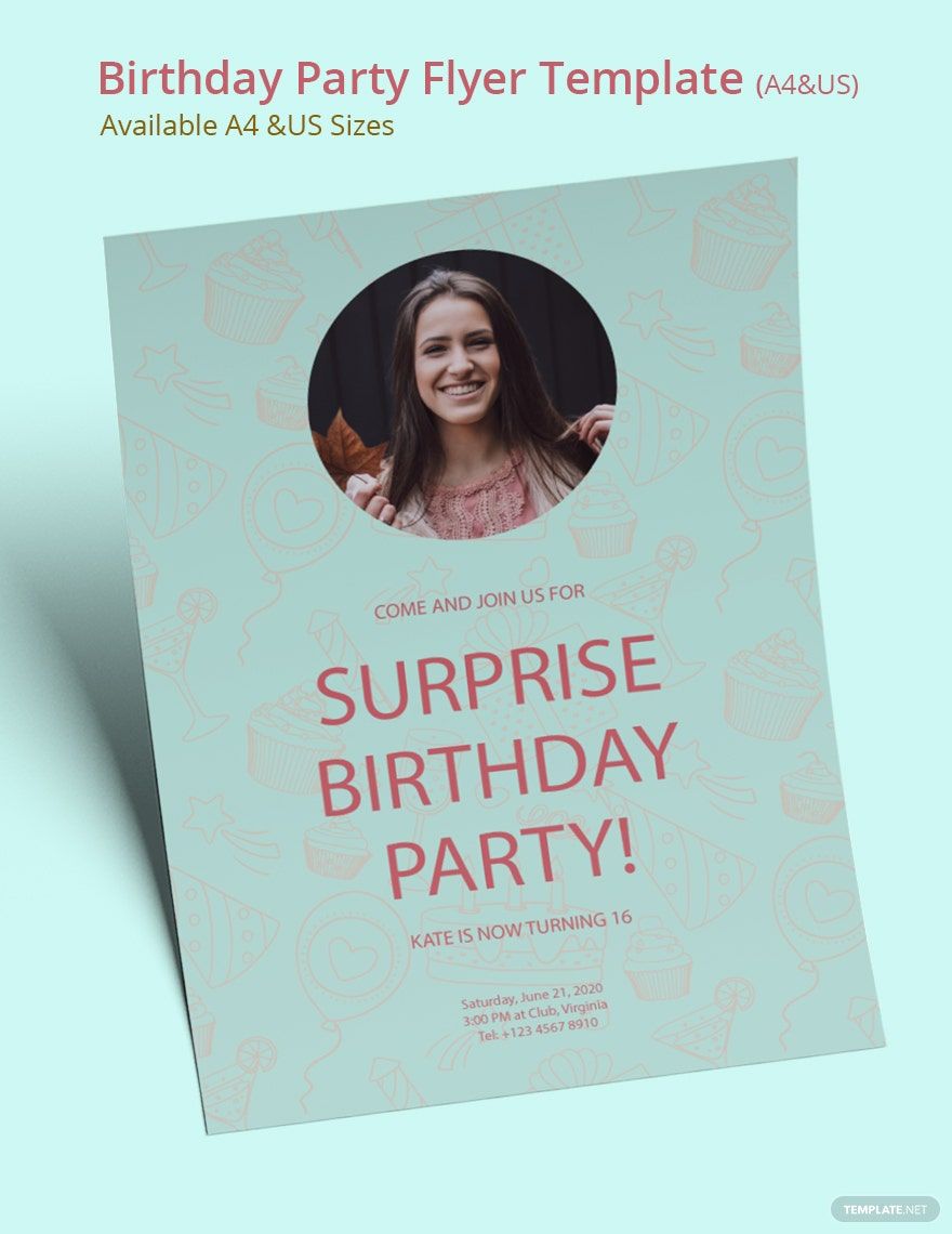 Surprise Birthday Party Flyer Template