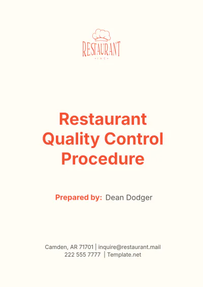 Free Restaurant Quality Control Procedure Template to Edit Online