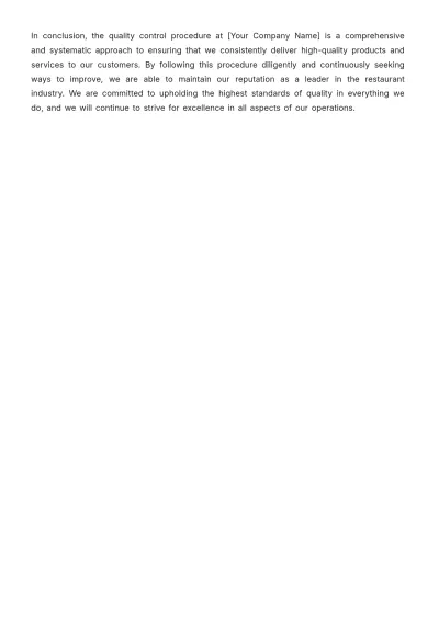 Free Restaurant Quality Control Procedure Template to Edit Online
