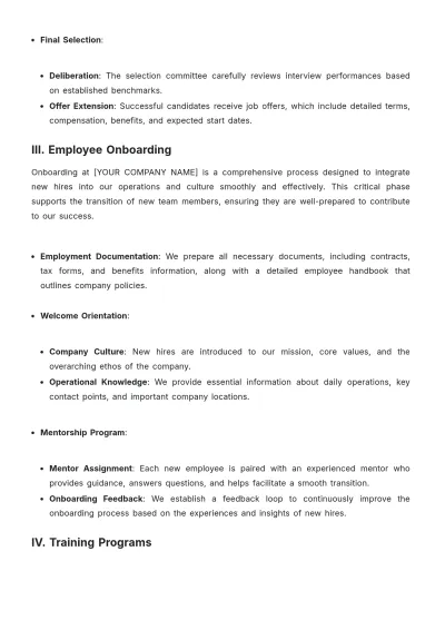 Free Restaurant HR Procedure Template to Edit Online