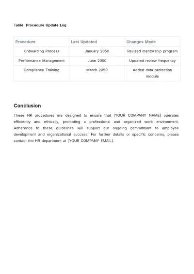 Free Restaurant HR Procedure Template to Edit Online