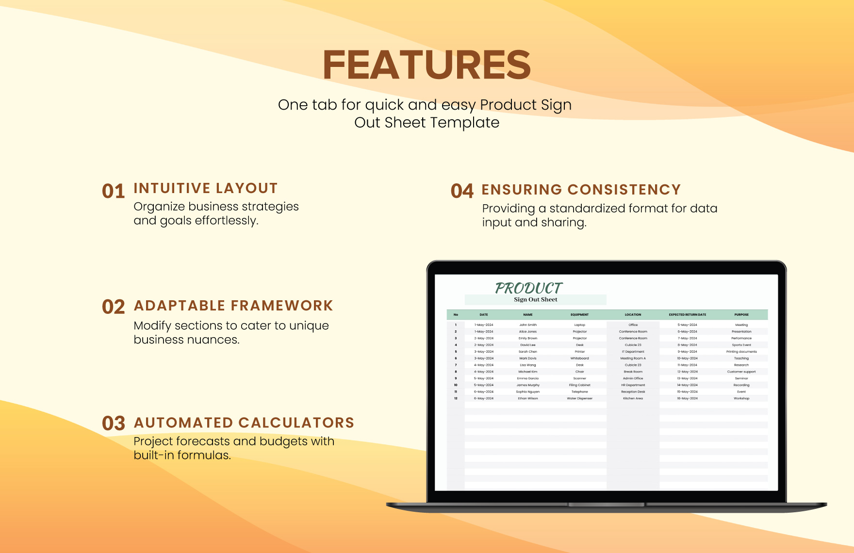 Product Sign Out Sheet Template