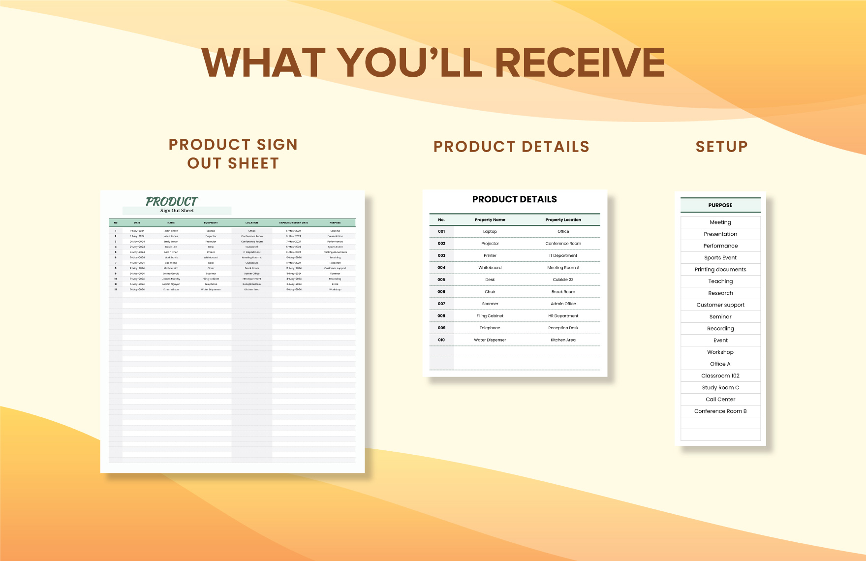 Product Sign Out Sheet Template