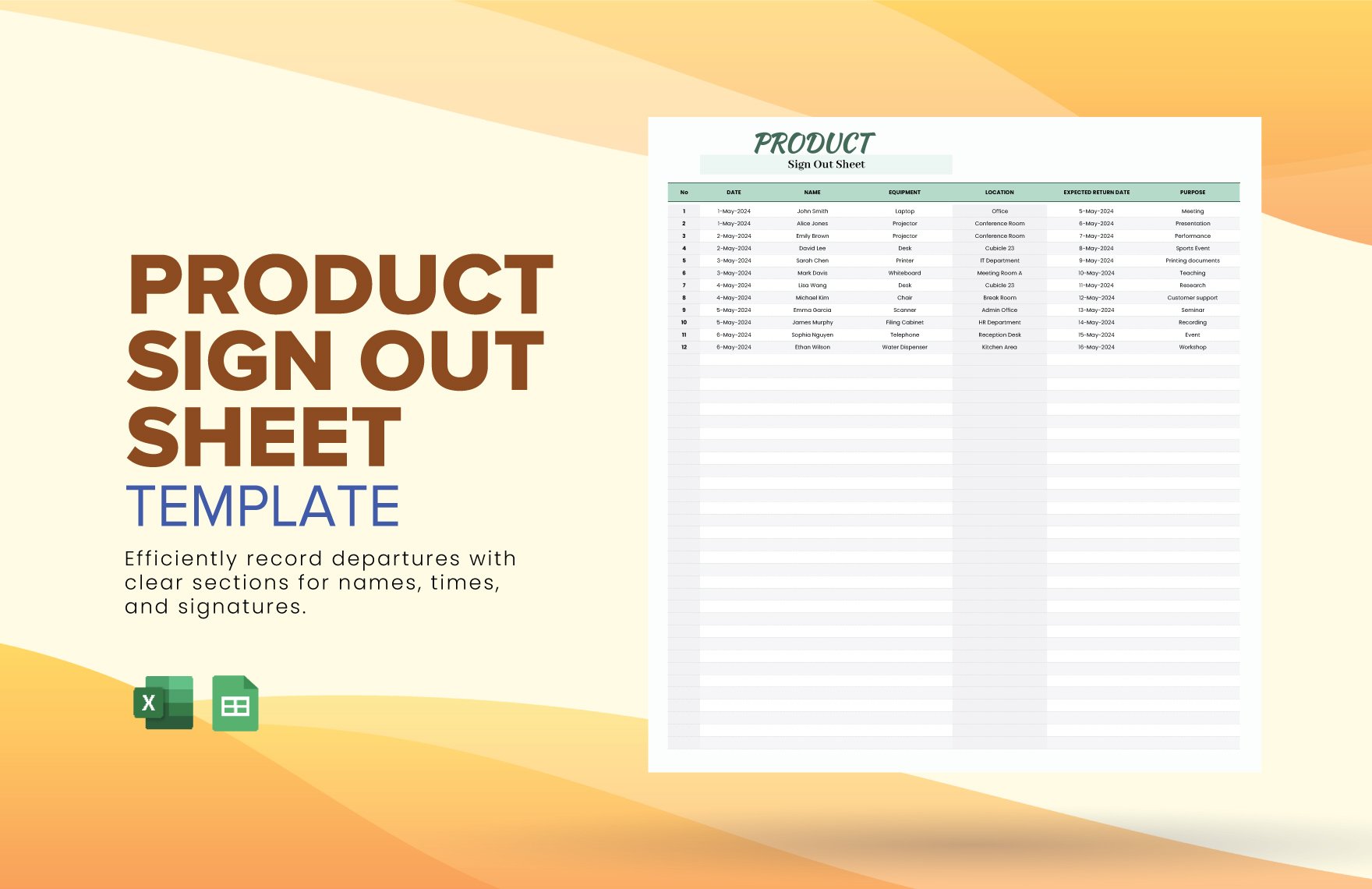 Product Sign Out Sheet Template