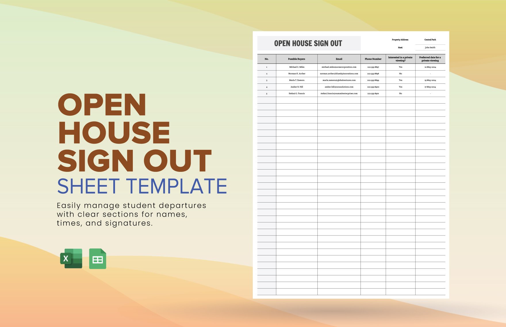 Open House Sign Out Sheet Template