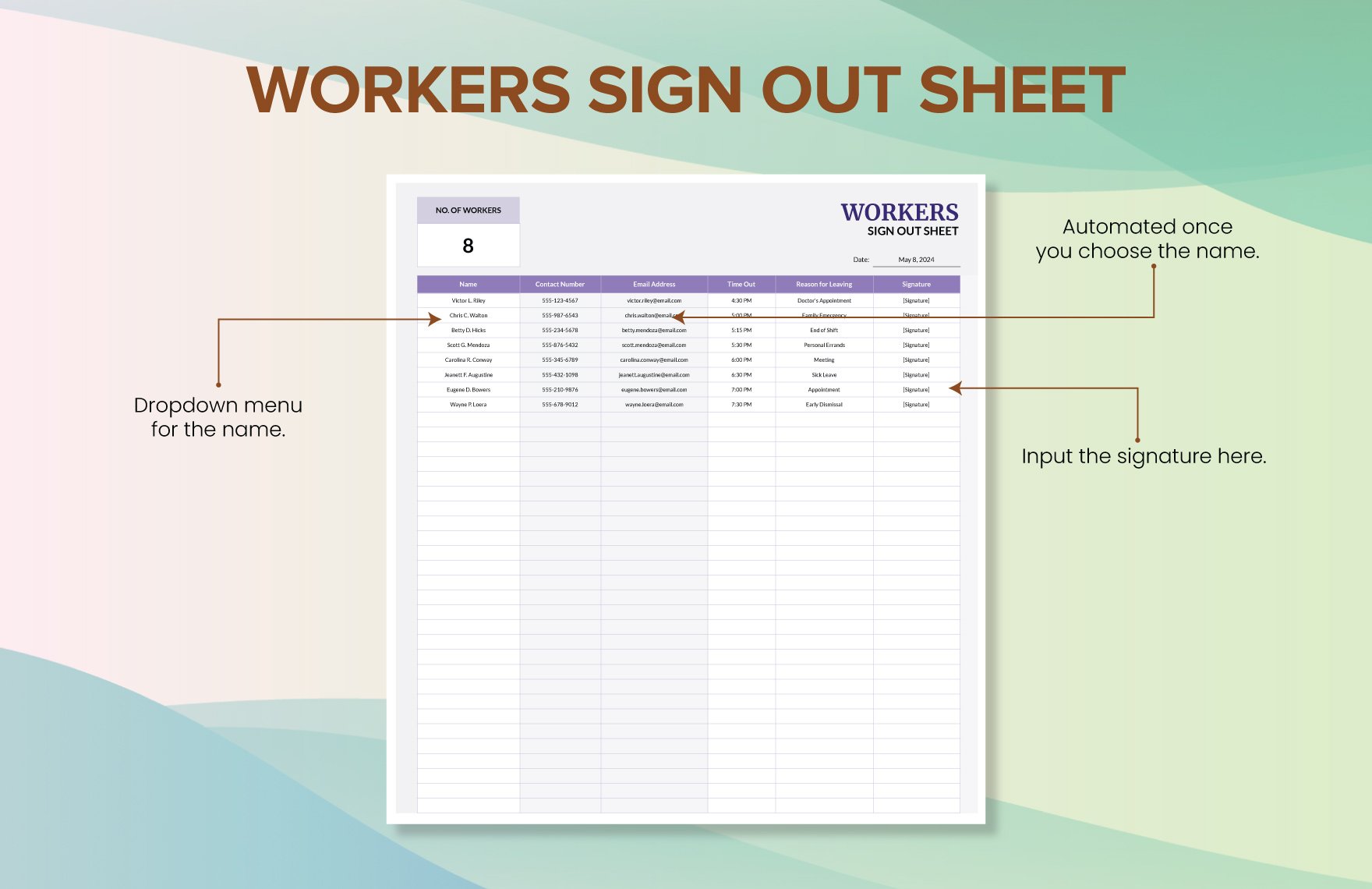 Workers Sign Out Sheet Template