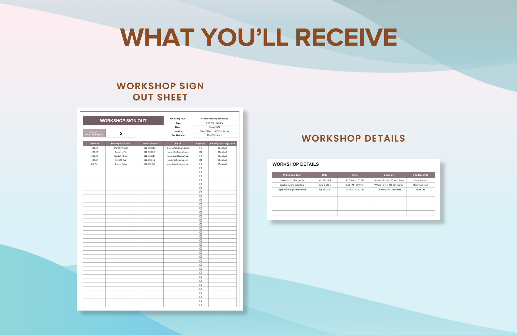 Workshop Sign Out Sheet Template