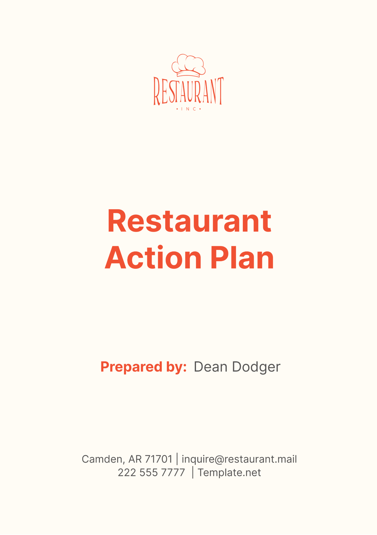 Restaurant Action Plan Template - Edit Online & Download