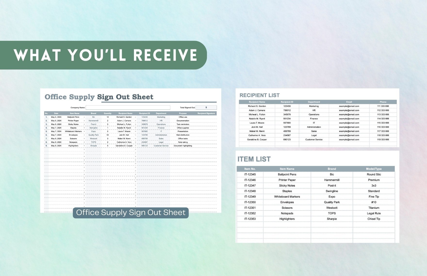 Office Supply Sign Out Sheet Template