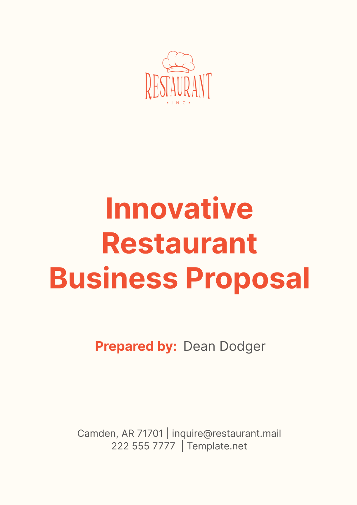 Innovative Restaurant Business Proposal Template - Edit Online & Download