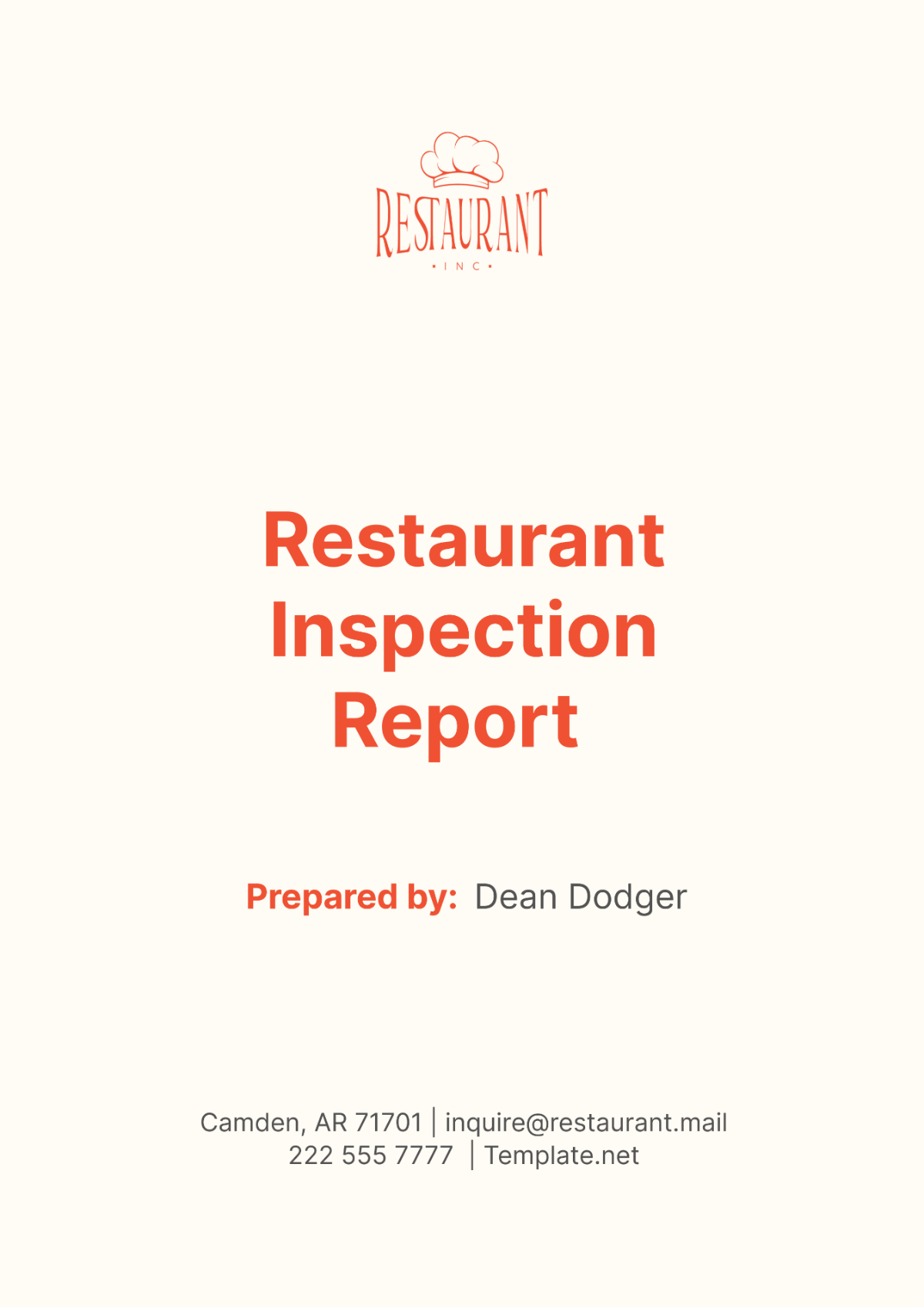 Restaurant Inspection Report Template - Edit Online & Download