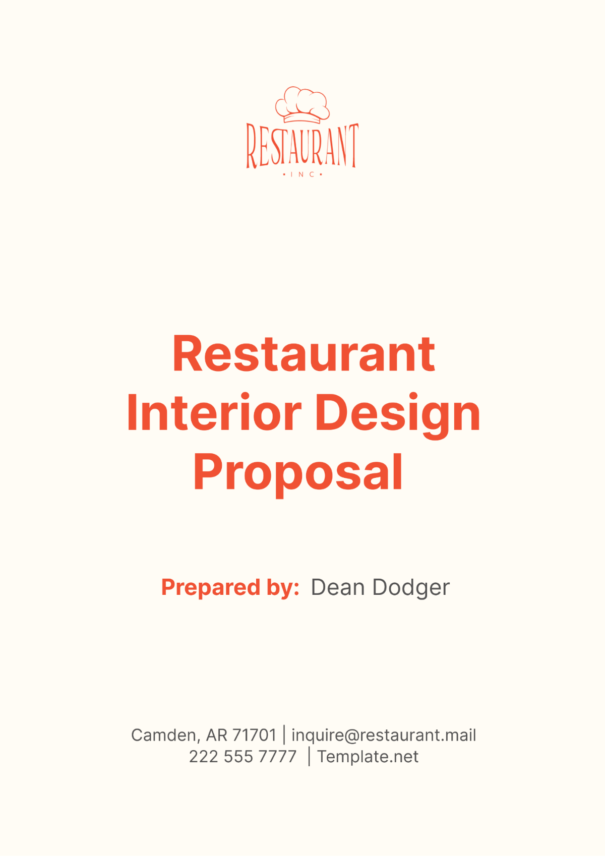 Restaurant Interior Design Proposal Template