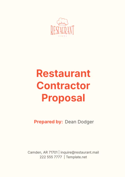 Free Restaurant Contractor Proposal Template to Edit Online