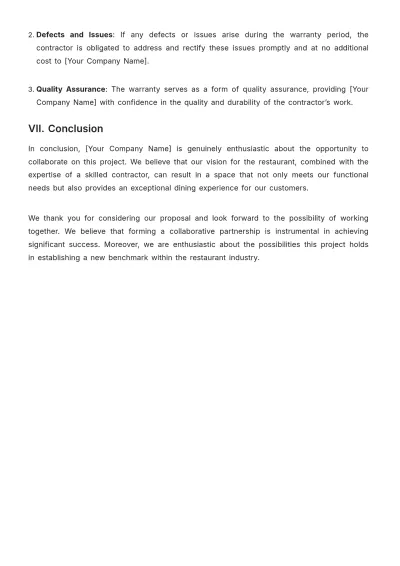 Free Restaurant Contractor Proposal Template to Edit Online