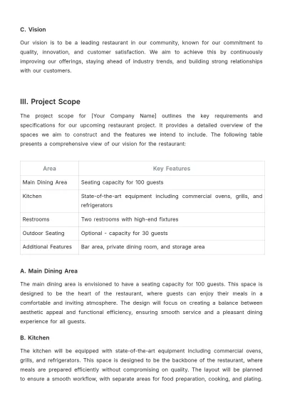 Free Restaurant Contractor Proposal Template to Edit Online