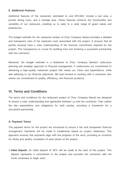 Free Restaurant Contractor Proposal Template to Edit Online