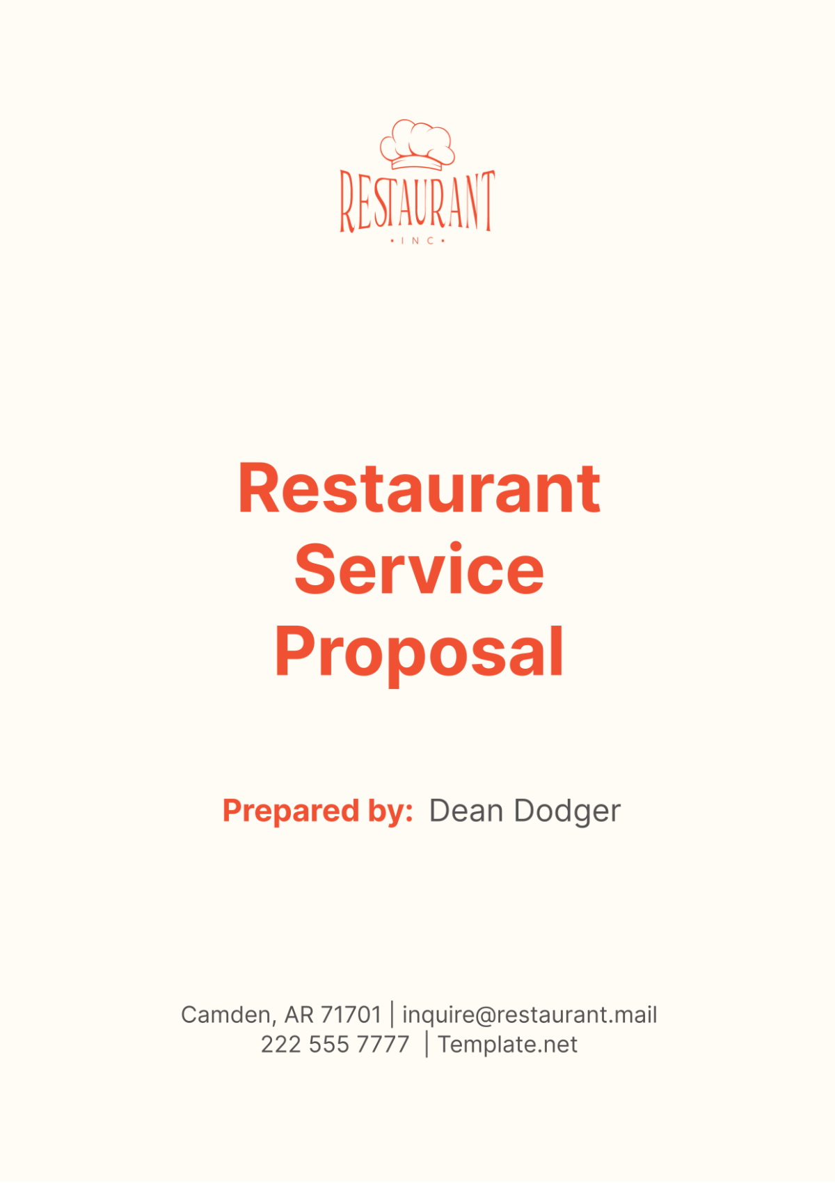 Restaurant Service Proposal Template