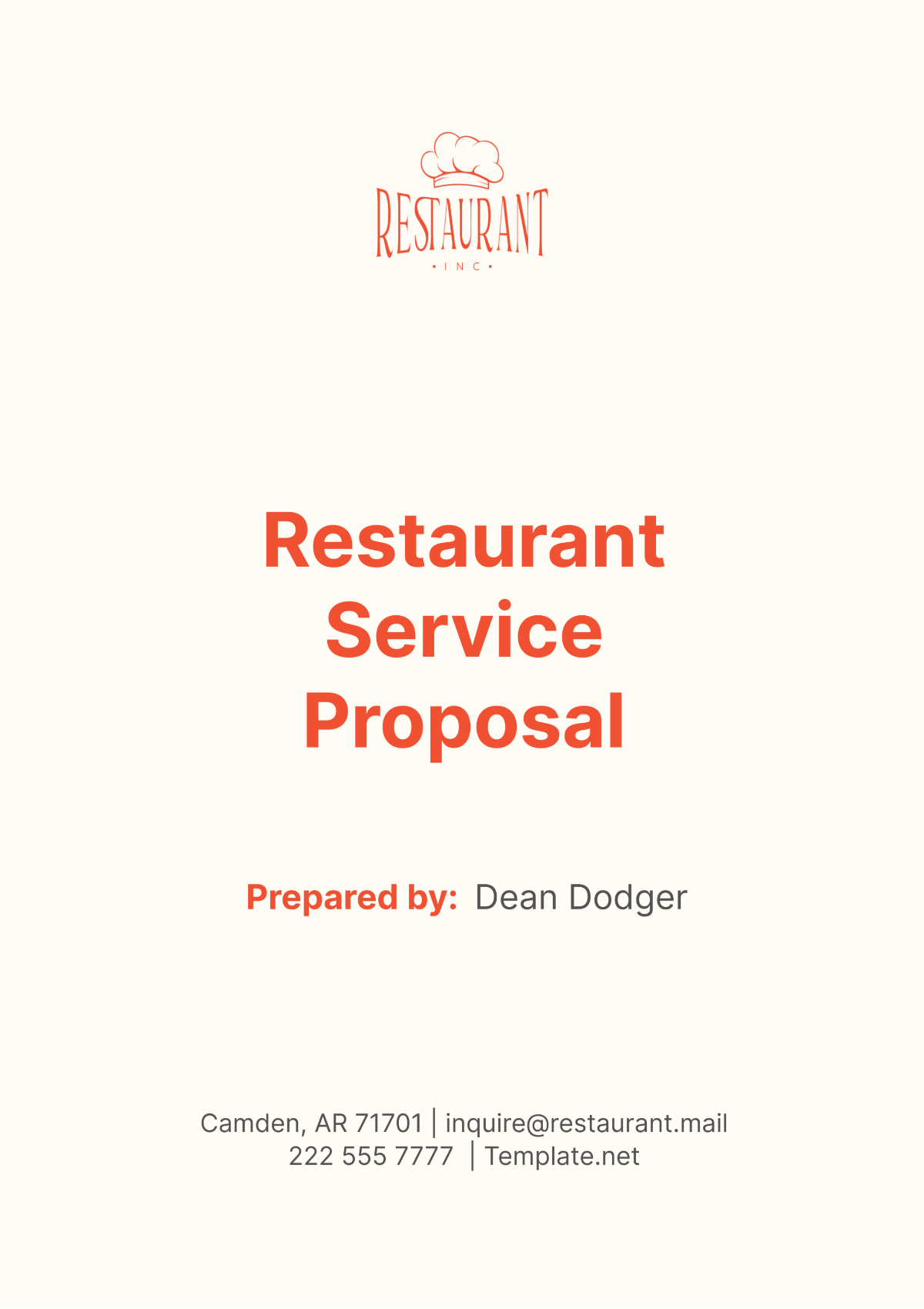 Restaurant Service Proposal Template - Edit Online & Download